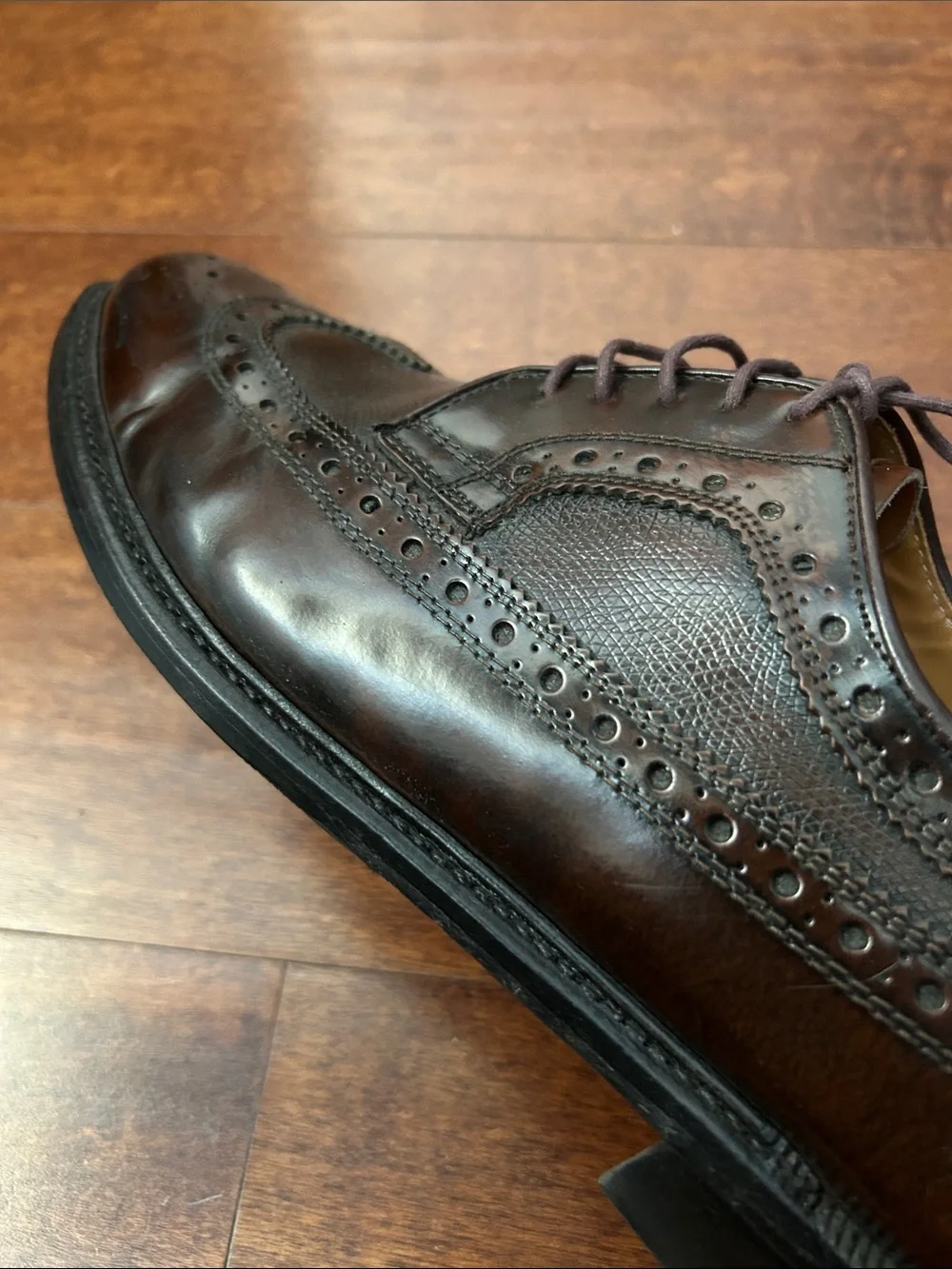 Men’s Esquire Korean Brand Brown Wingtip Oxford Dress Shoes, Size 9.5 E